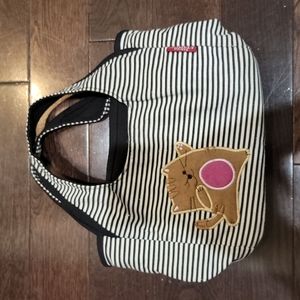 Comely Paris Cat Black and White Striped Bag Purse